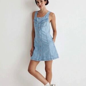 MADEWELL Denim Mini Dress in Blue Palomilla Wash